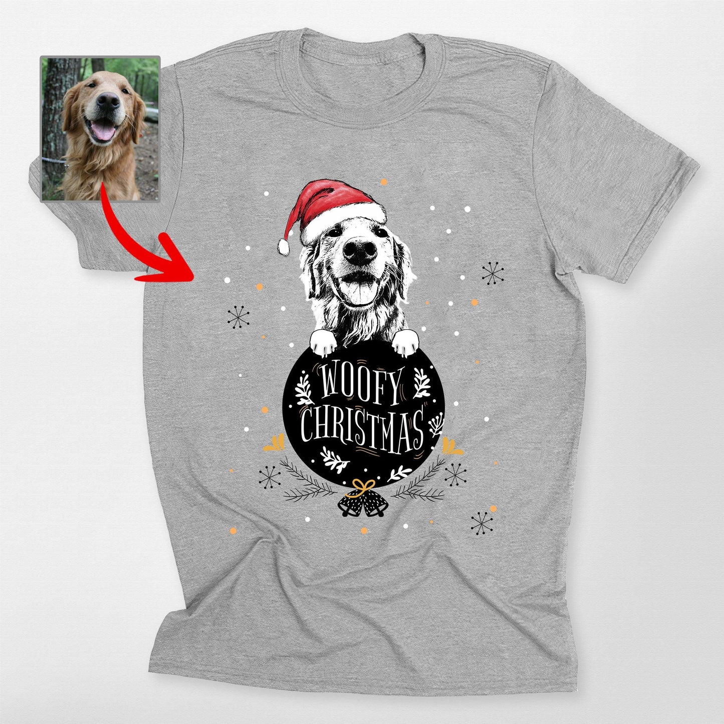 Funny Dog Christmas Bella Canvas Shirt - Custom Dog Portrait Gift