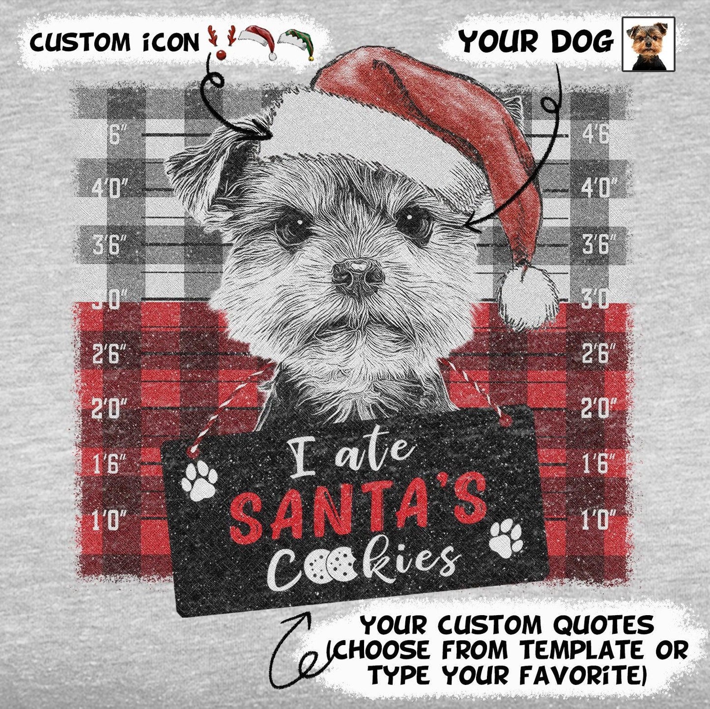 Christmas Custom Dog Portrait Bella Canvas T-Shirt Gift for Dog Lovers