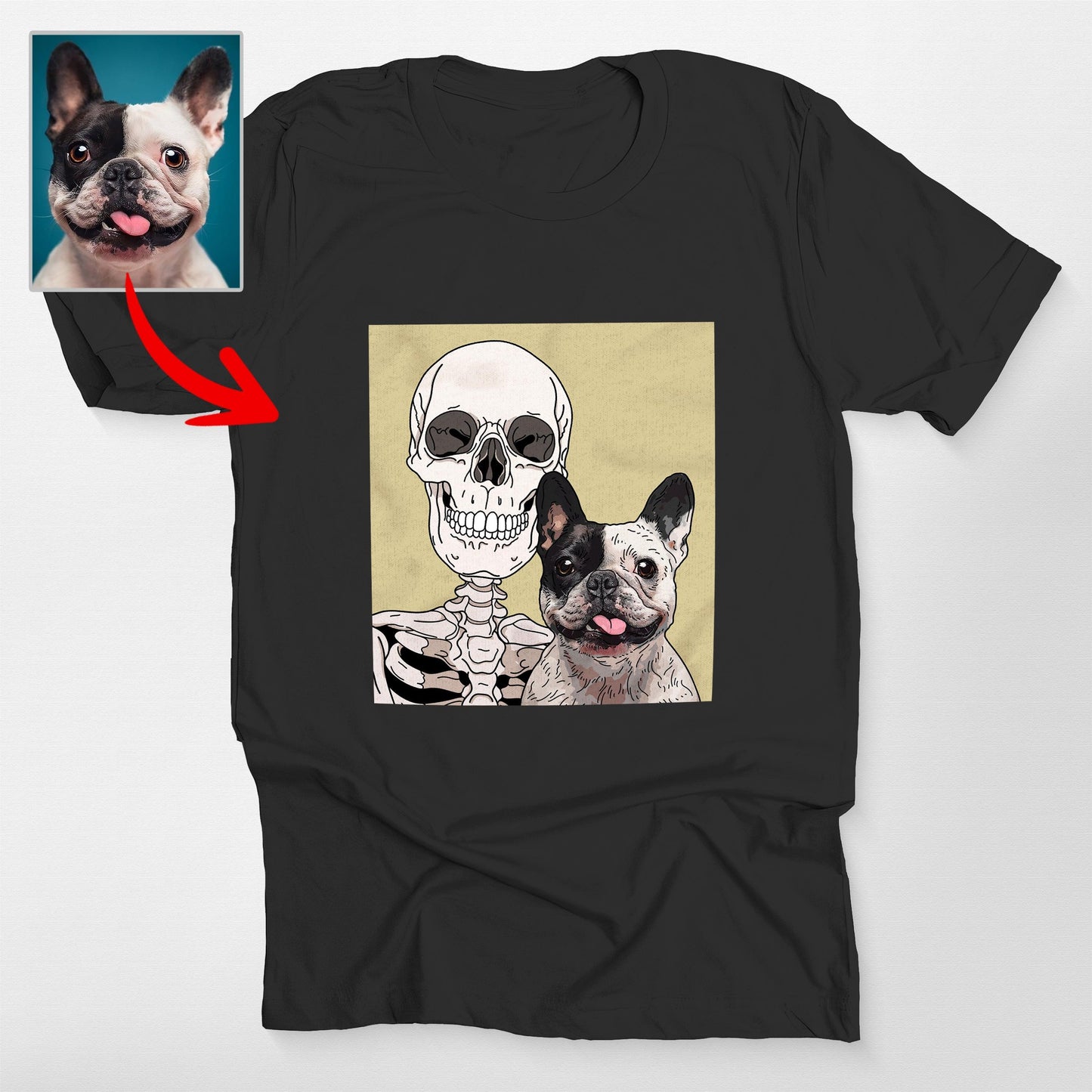 Custom Skeleton Selfie With Dog tshirt for Lovers. Vintage Halloween Tee