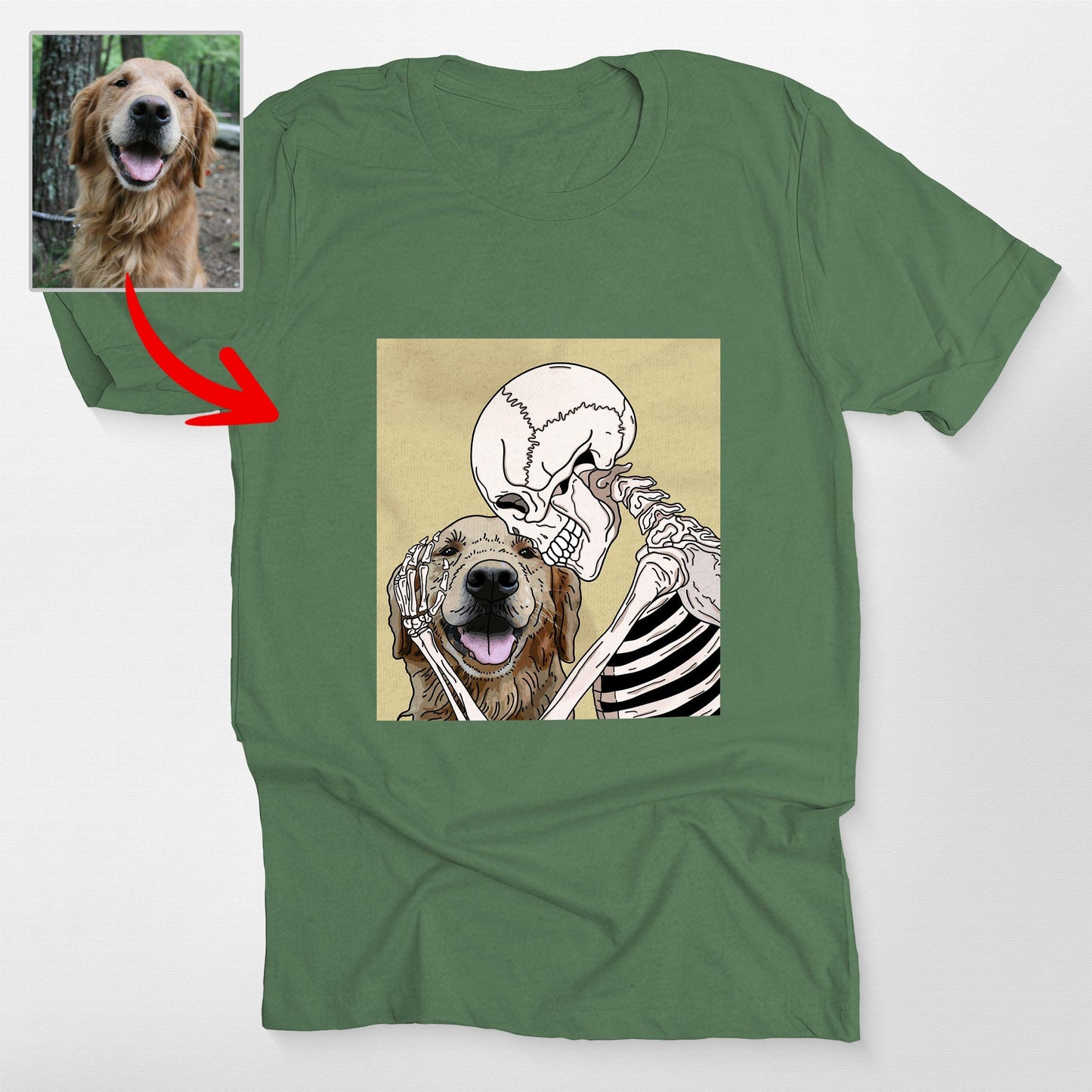 Custom Skeleton Selfie With Dog tshirt for Lovers. Vintage Halloween Tee