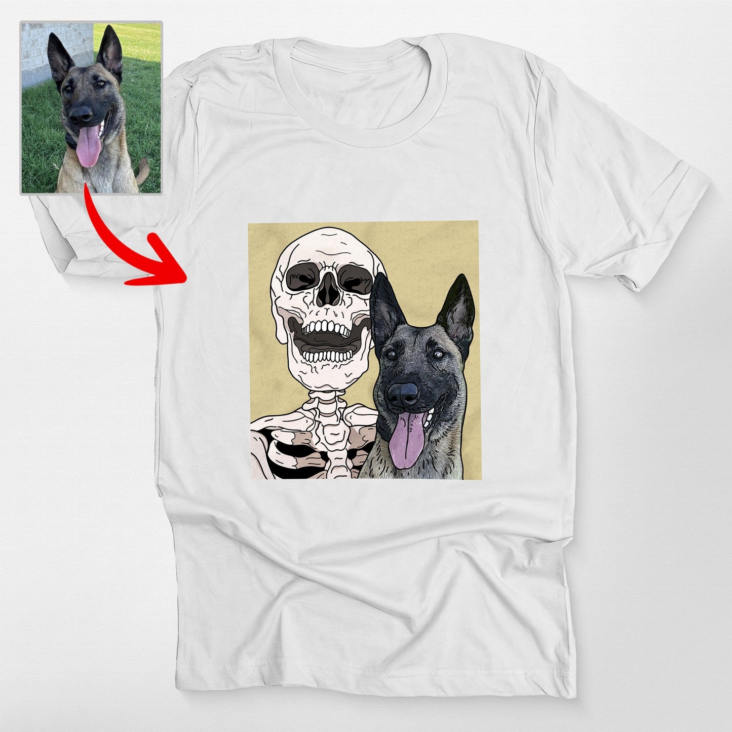 Custom Skeleton Selfie With Dog tshirt for Lovers. Vintage Halloween Tee